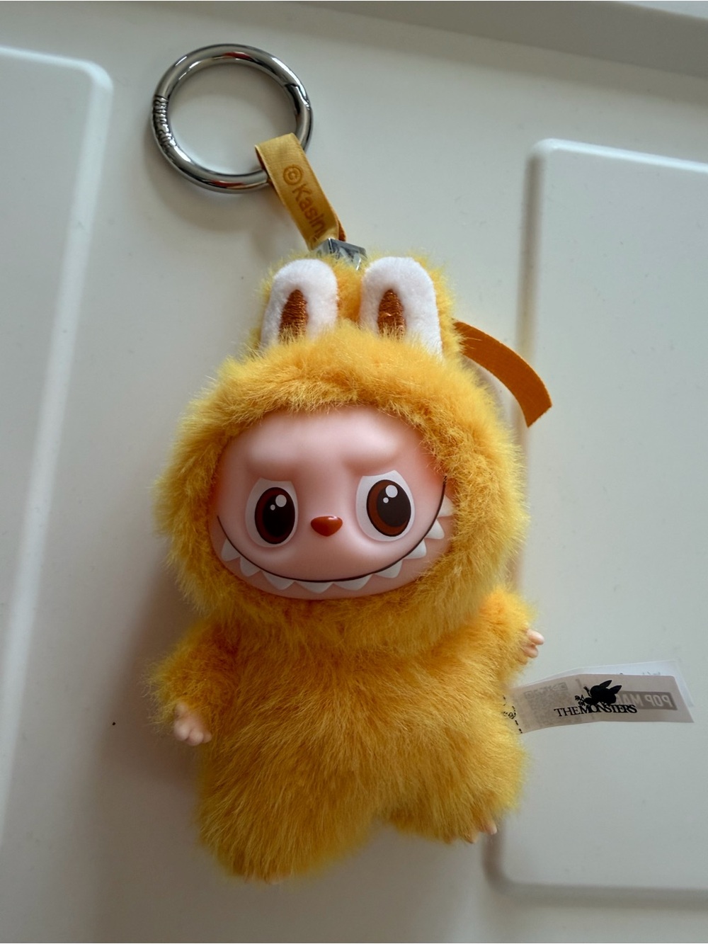 Labubu-Yellow Plush Keychain Doll with Bunny Ears - The Monsters Collection